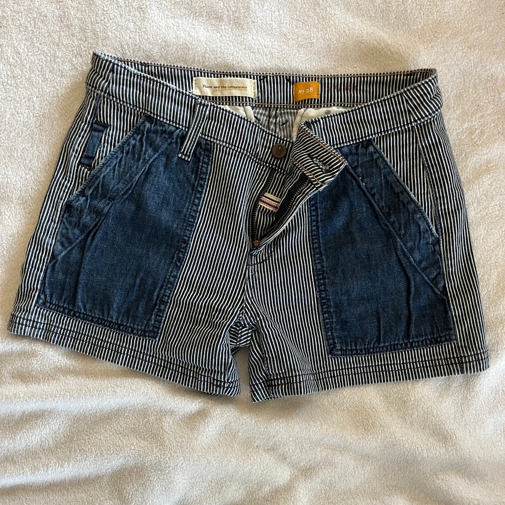 Pilcro and the Letterpress Pinstripe Denim Shorts